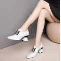 Pump Lace up Shoes for Lady Women Strange Heel Shoes China Factory Fancy Heel Patent Genuine Leather